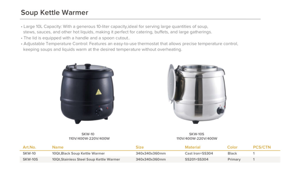 Jiwins SKW-10S Stainless Steel Soup Kettle Warmer - Description