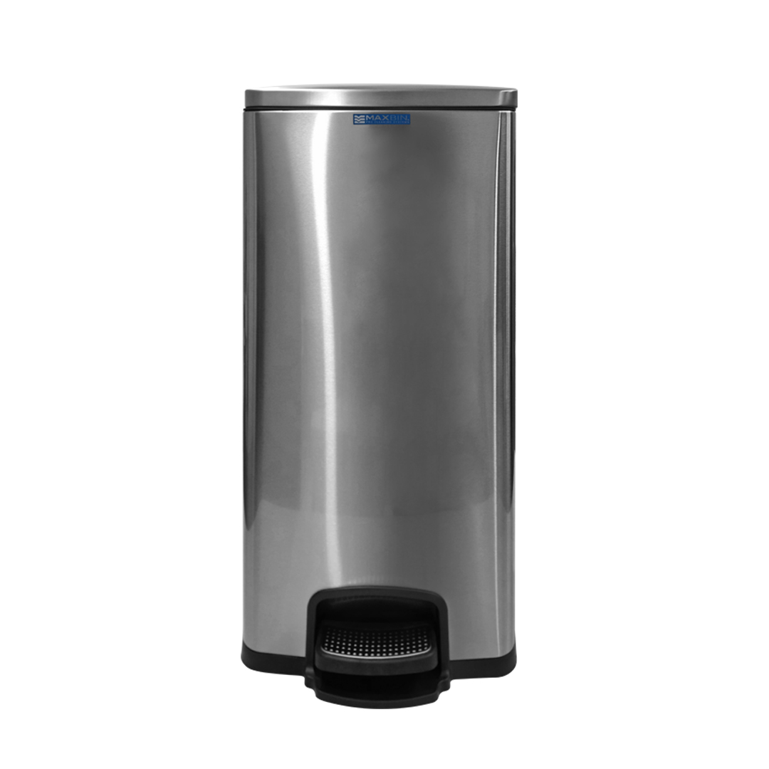 MaxBin-30L-Stainless-Square-Step-Bin-front