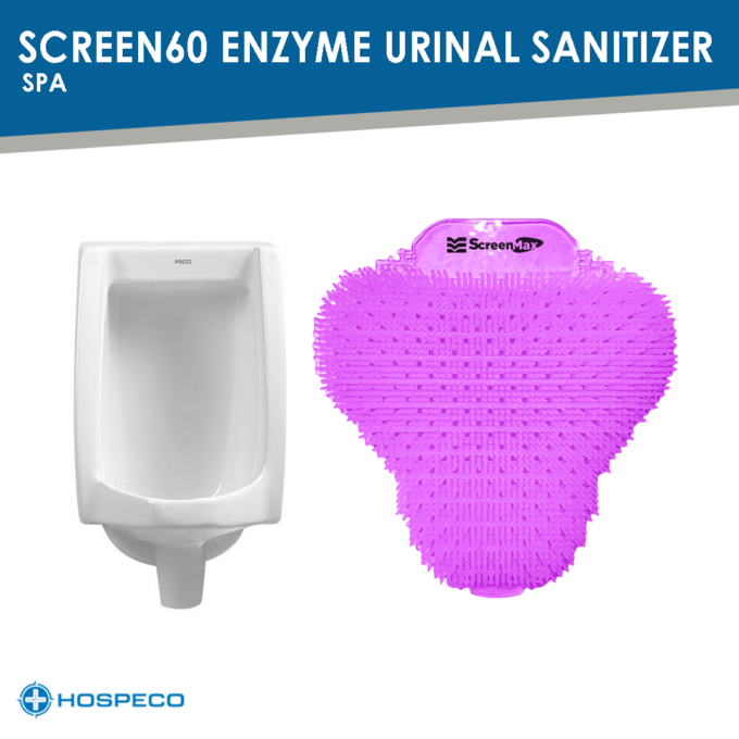 Screen60 Enzyme Urinal Sanitizer – Spa (Violet) | Toilet Freshener, Deodorizer & Bad Odor Cleaner | HOSPECO