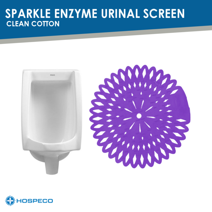 Sparkle Enzyme Urinal Screen – Cotton (Violet) | Toilet Freshener, Deodorizer & Bad Odor Cleaner | HOSPECO