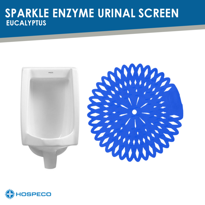 Sparkle Enzyme Urinal Screen – Eucalyptus (Blue) | Toilet Freshener, Deodorizer & Bad Odor Cleaner | HOSPECO