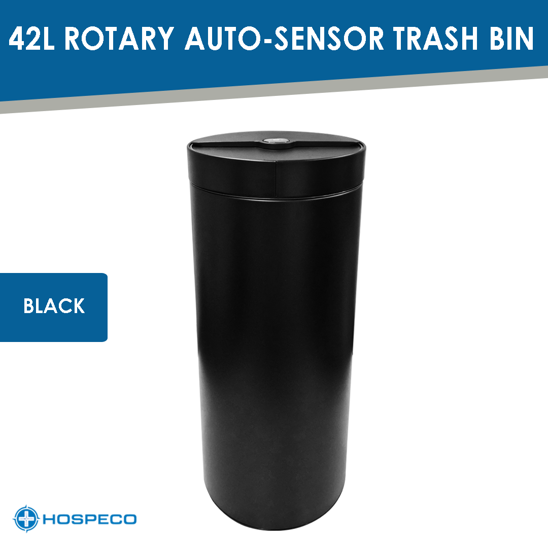 Rotary Automatic Sensor Trash Bin Black 42L