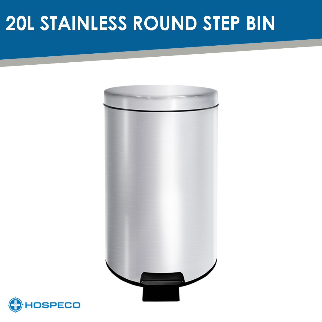 Stainless Steel Cylindrical Step Bin 20L