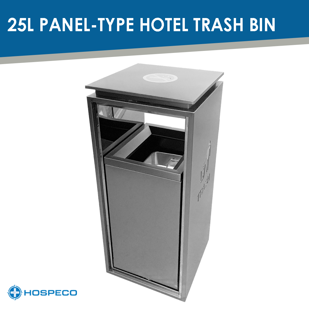 25L Panel Type Black Hotel Trash Bin