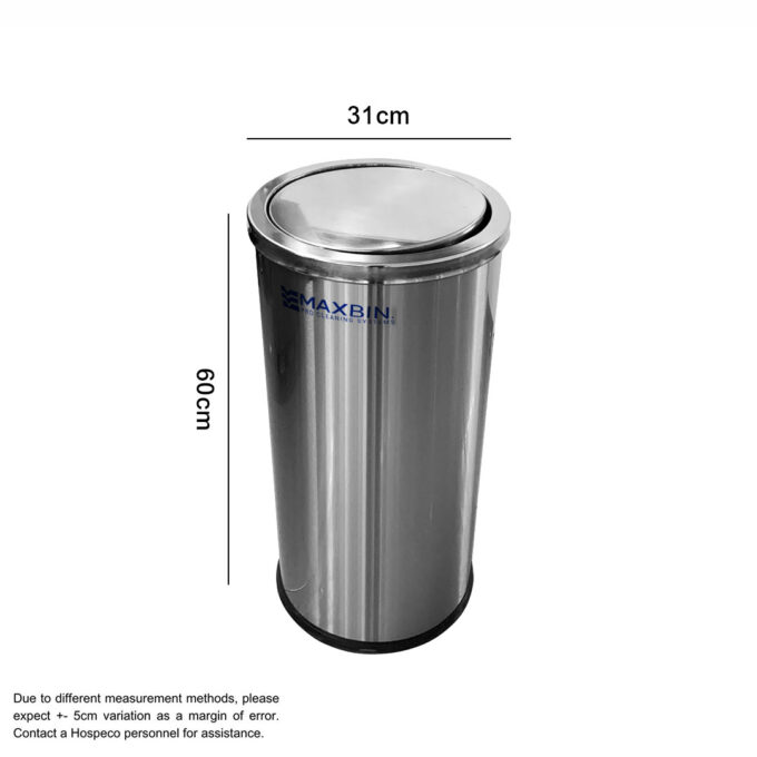 MaxBin 30L Stainless Steel Fingerprint-Free Swing Cover Trash Bin