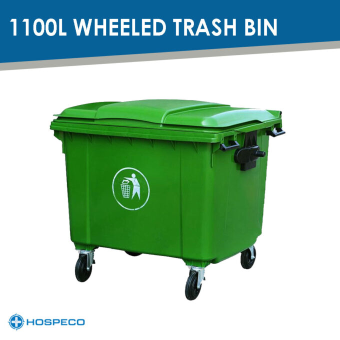 1100L Wheeled Colored Outdoor Garbage Cart Green
