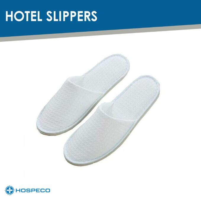Close Toe Waffle Hotel Slippers White