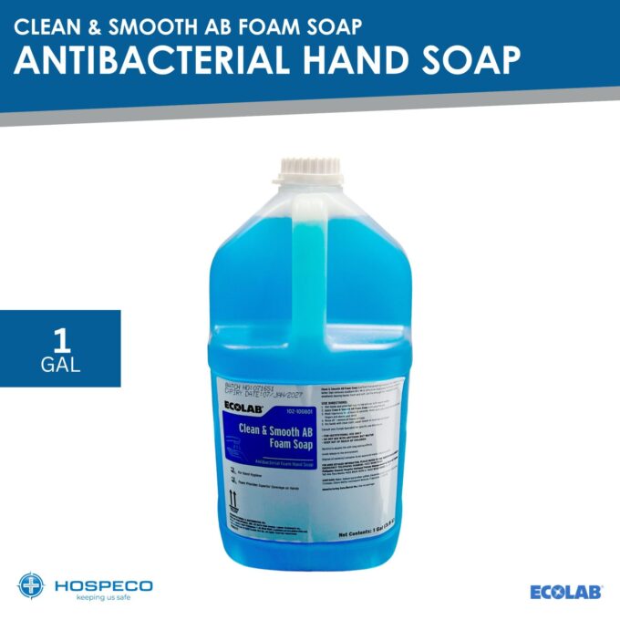 Ecolab Clean & Smooth AB Foam Soap | Antibacterial Foam Hand Soap 1 Gallon | HOSPECO