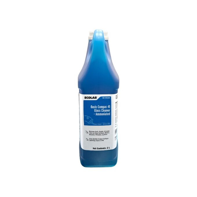 Ecolab Oasis Compac 41 Glass Cleaner – Ammoniated 2 Liters | HOSPECO