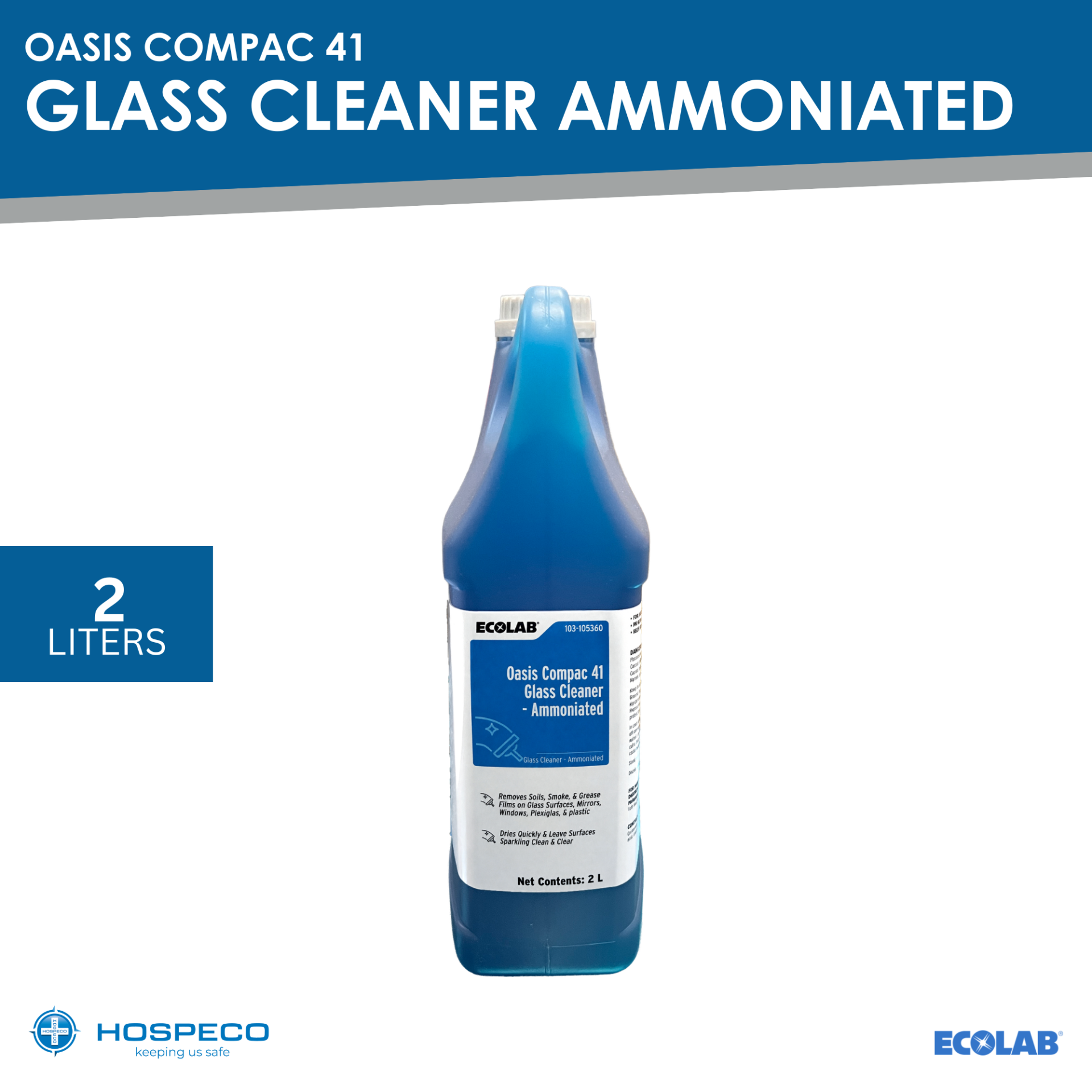 Ecolab Oasis Compac 41 Glass Cleaner Ammoniated