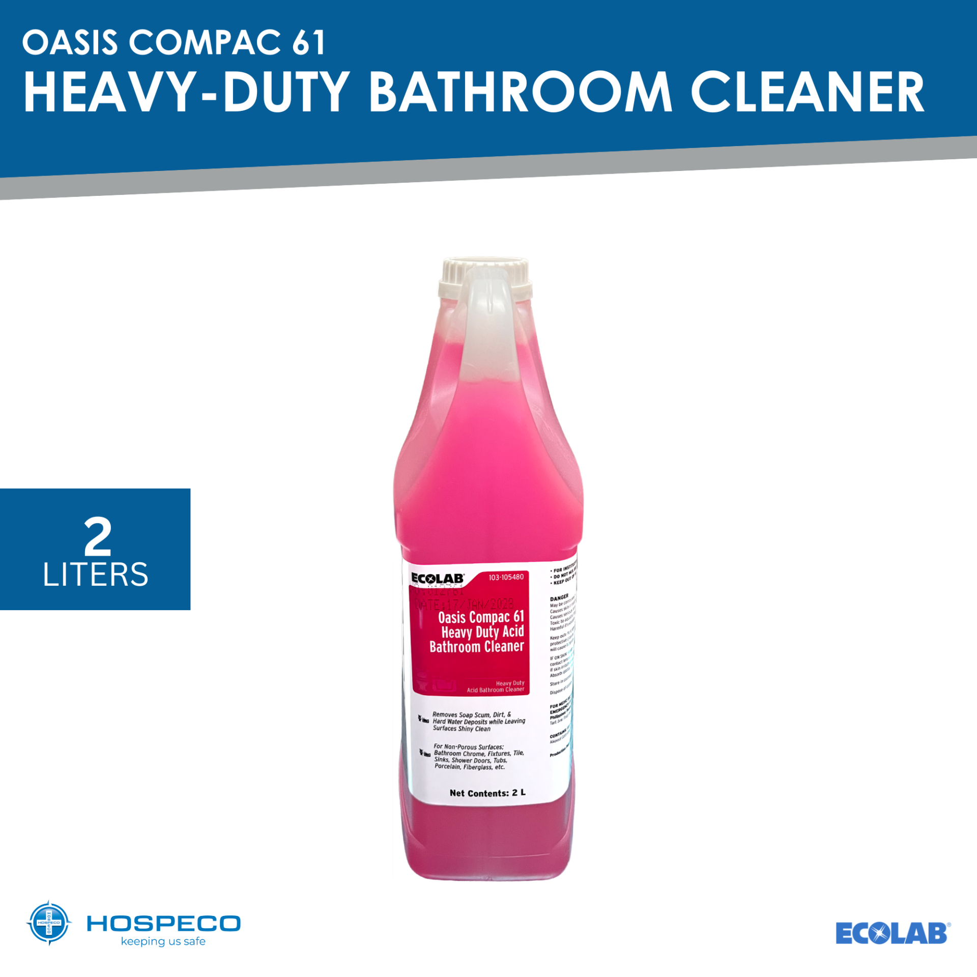Ecolab Oasis Compac 61 Heavy Duty Acid Bathroom Cleaner