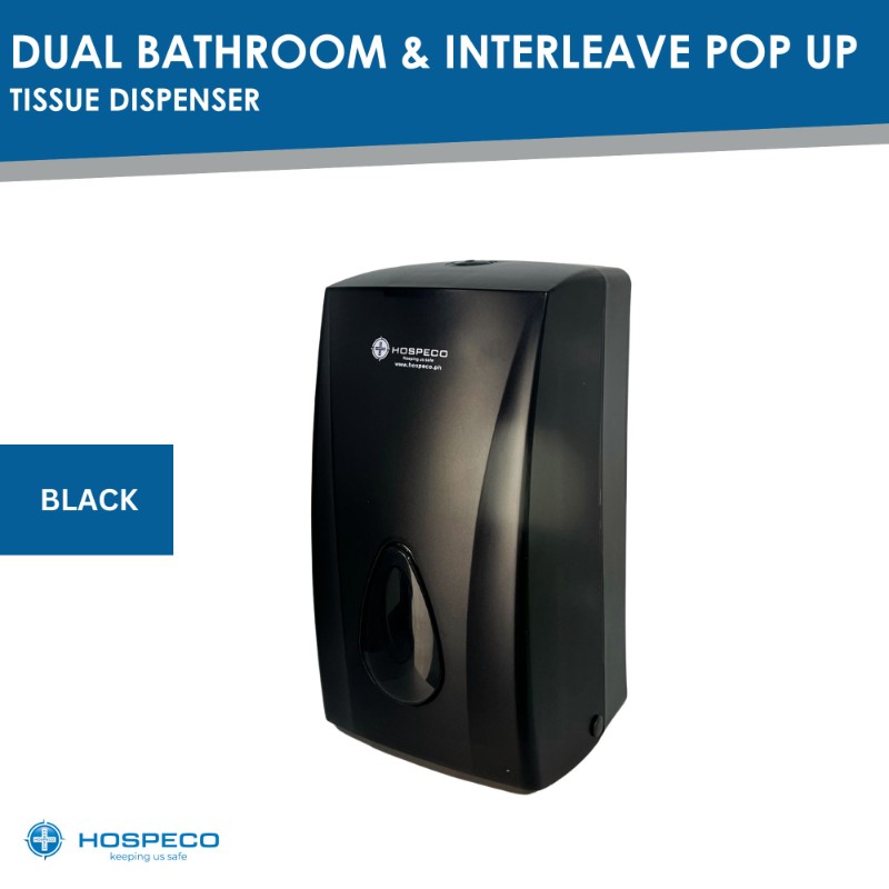 Dual Bathroom & Interleave Pop Up Tissue Dispenser Black - 8