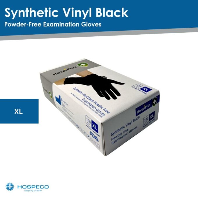 Synthetic Vinyl Black Powder Free Examination Gloves XL