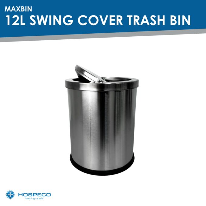 MaxBin 12L Stainless Steel Swing Cover Trash Bin