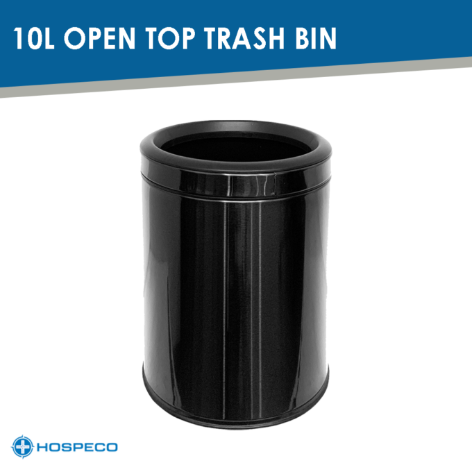 MaxBin 10L Round Open Lid Trash Bin Black Gold