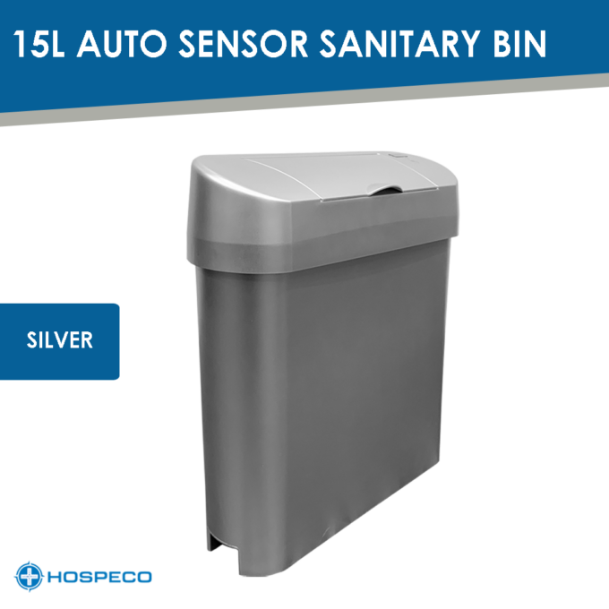 15L Slim Auto Sensor Sanitary Bin Silver