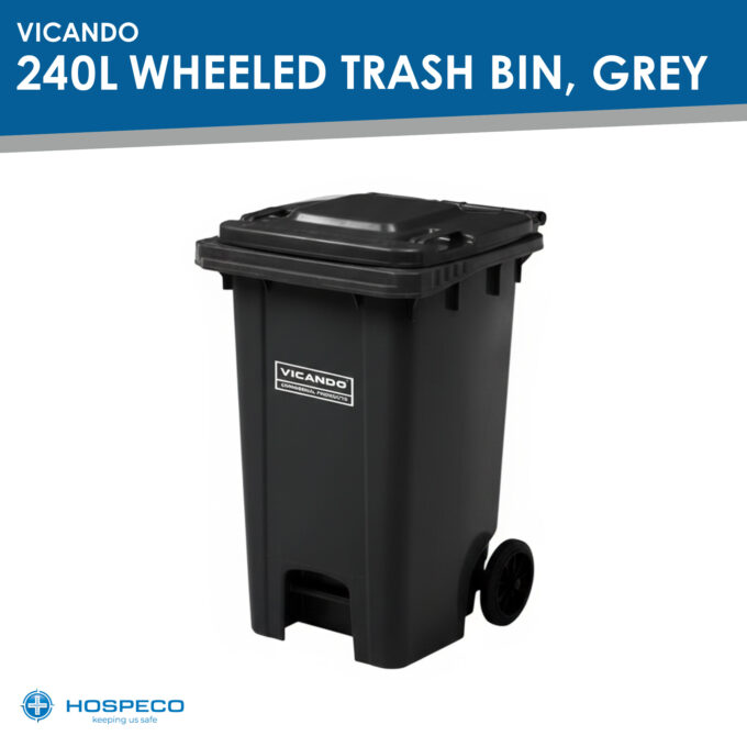 Vicando 240L Wheeled Trash Bin, Grey