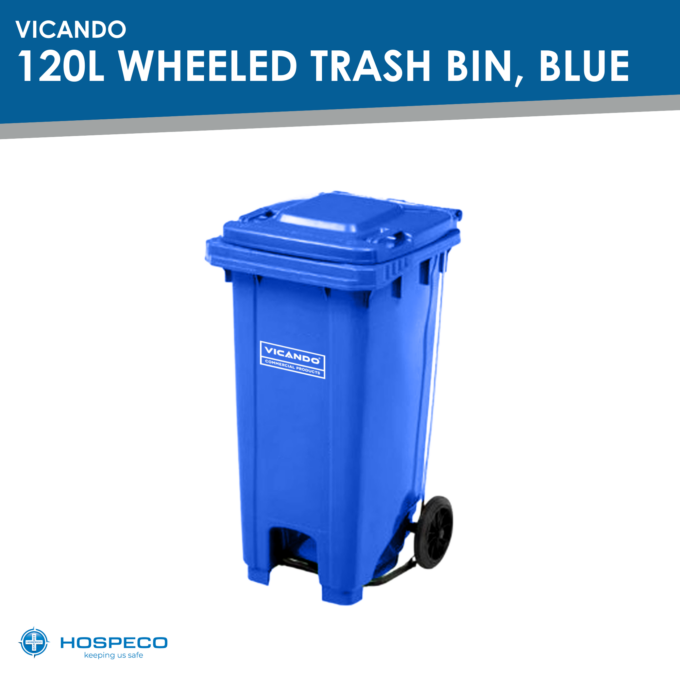 Vicando 120L Wheeled Trash Bin, Blue