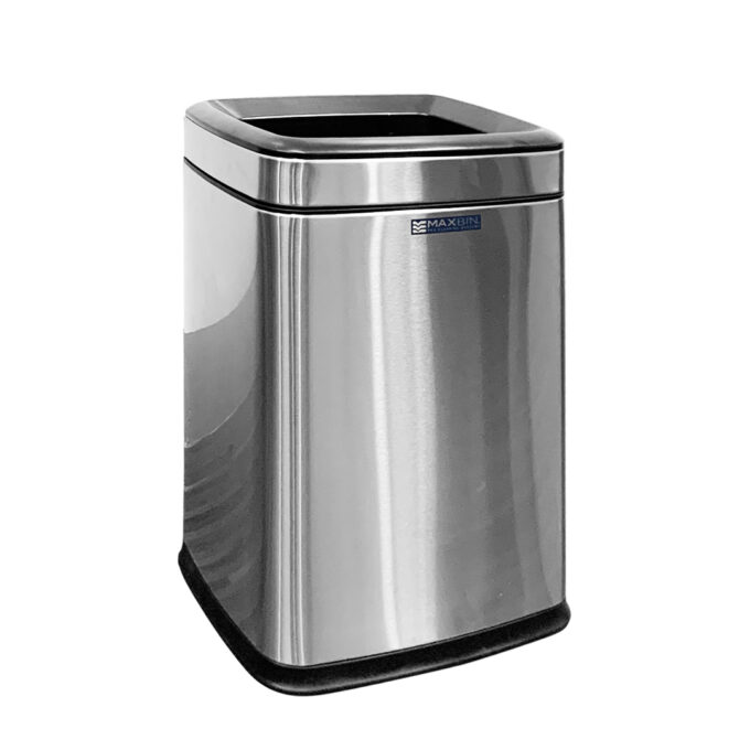 MaxBin 8L Stainless Steel Rectangular Open Top Trash Bin with Plastic Inner Bin