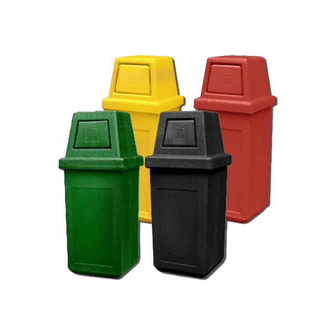 85L Large Plastic Colored Hooded Trash Bin Black, Red, Blue, Green, Yellow