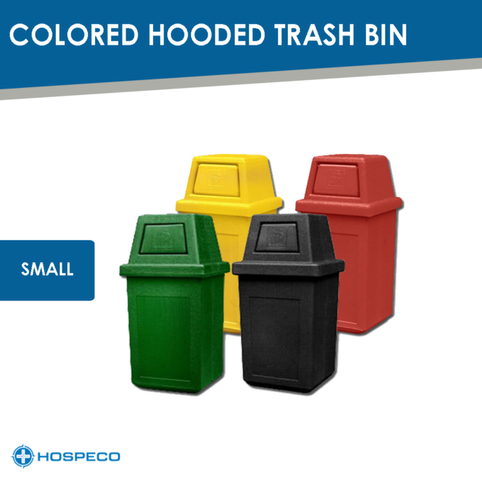 28L Small Plastic Colored Hooded Trash Bin Black, Red, Blue, Green, Yellow
