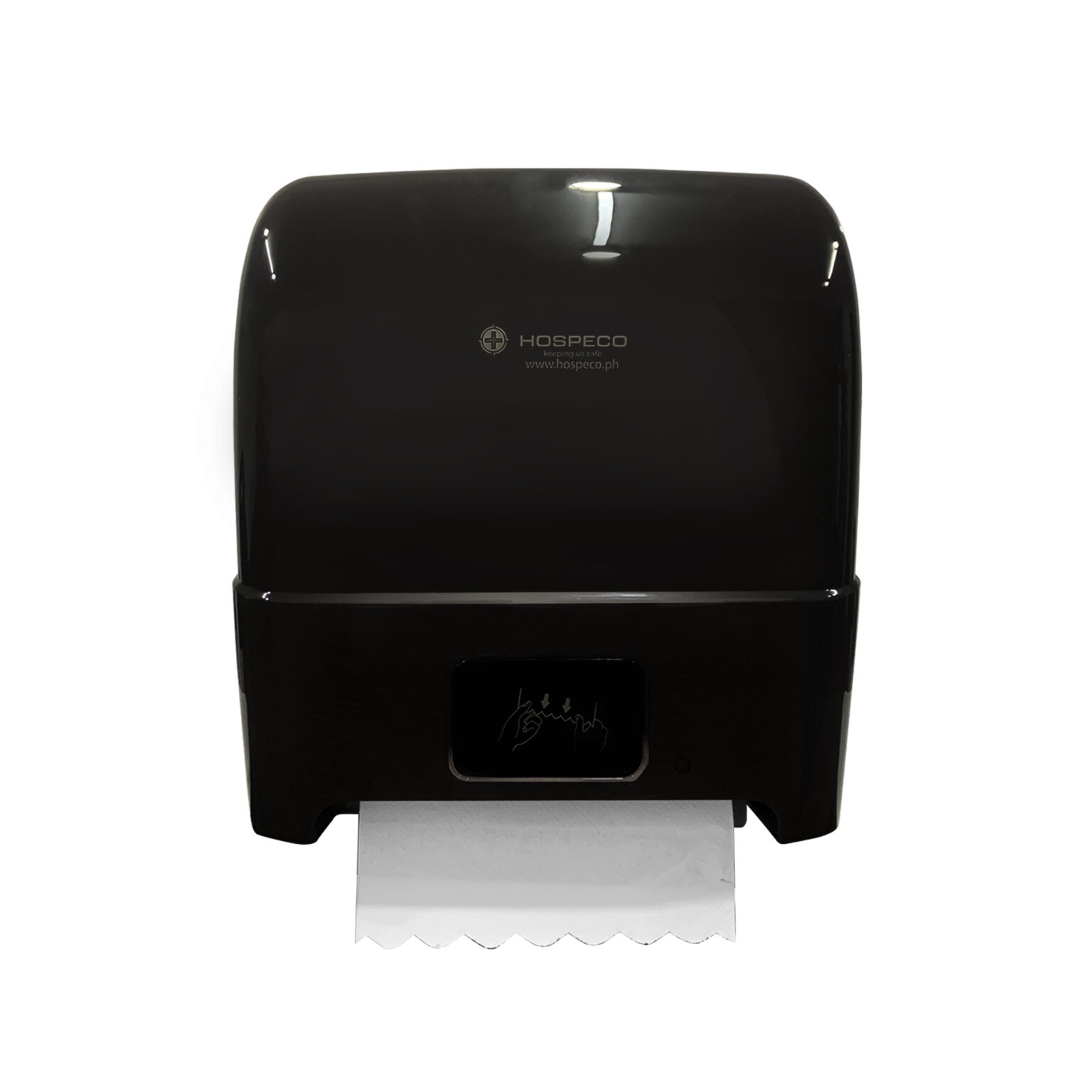 Auto Cut Hand Roll Tissue Dispenser Black (HRT Dispenser) | Hospeco