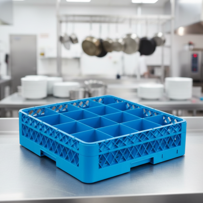 Jiwins JW-16 16-Compartment Glass Rack, Blue