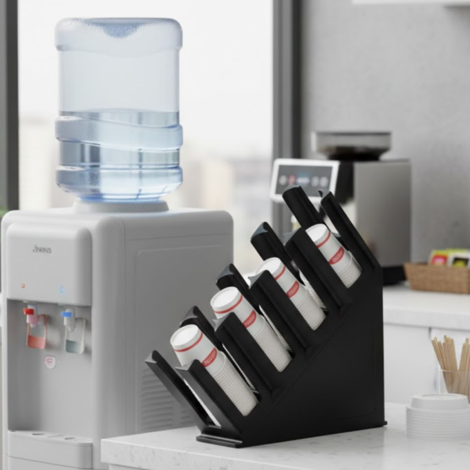 Jiwins JW-CD4 4-Section Slanted Cup Dispenser Black