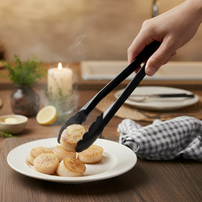 Jiwins P-009 Small Scallop Tongs 6″, Black
