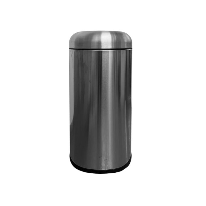 MaxBin 50L Stainless Steel Bullet Type Open Lid Trash Bin | Round Lid Trash Can | 50 Liters