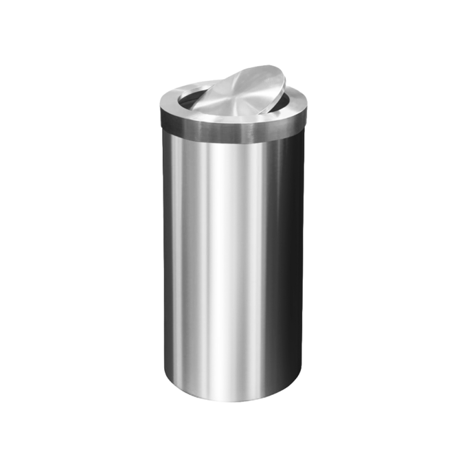 60L Stainless Steel Swing Cover Trash Bin | Round Trash Can | 60 Liters | HOSPECO