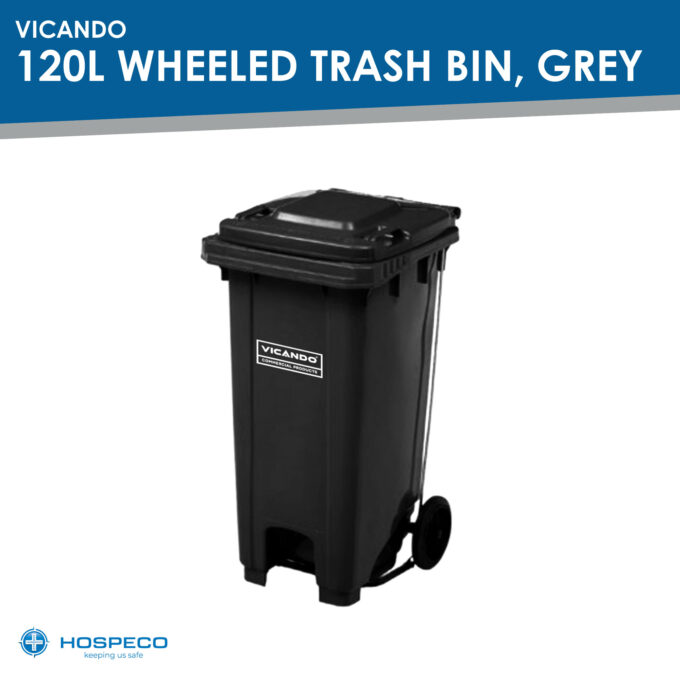 Vicando 120L Wheeled Trash Bin, Grey