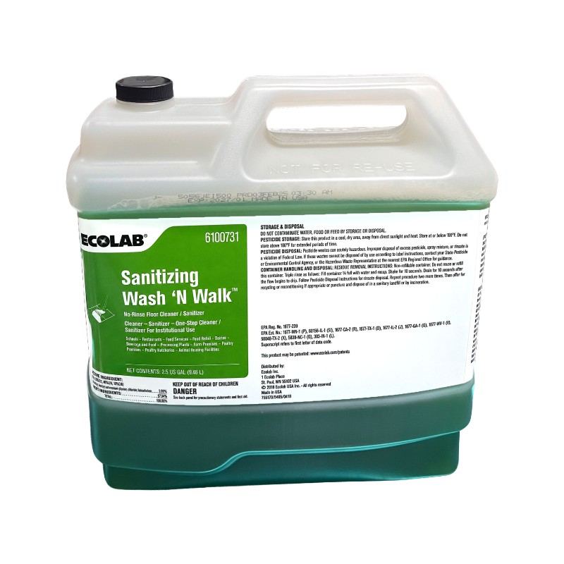Ecolab Sanitizing Wash N Walk 2.5 Gallon - 2