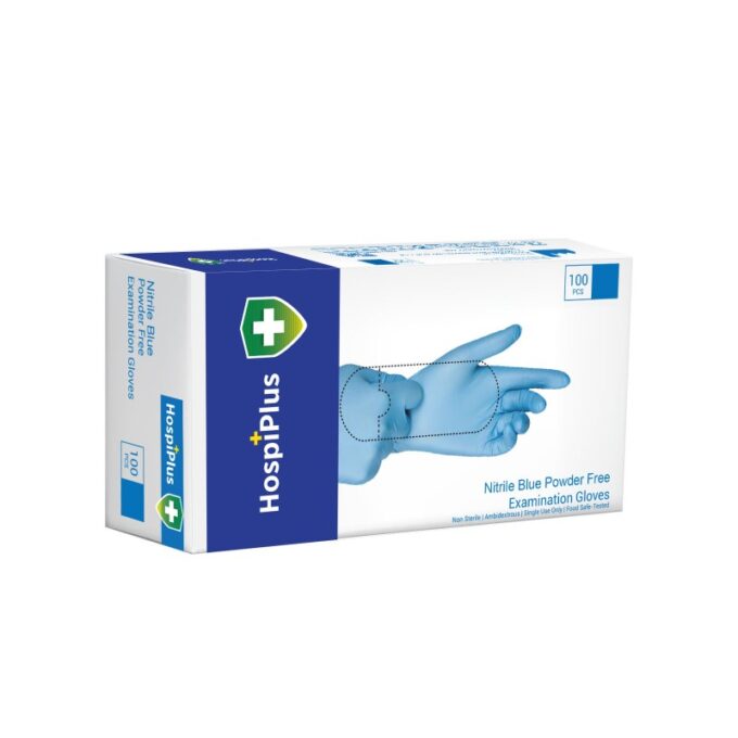 HospiPlus Nitrile Gloves Blue, Medium