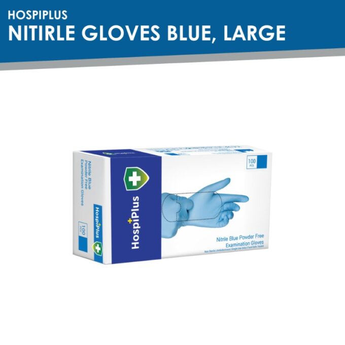 HospiPlus Nitrile Gloves Blue, Large
