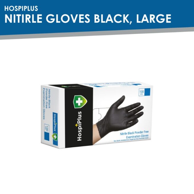 Hospiplus Nitrile Gloves Black, Large