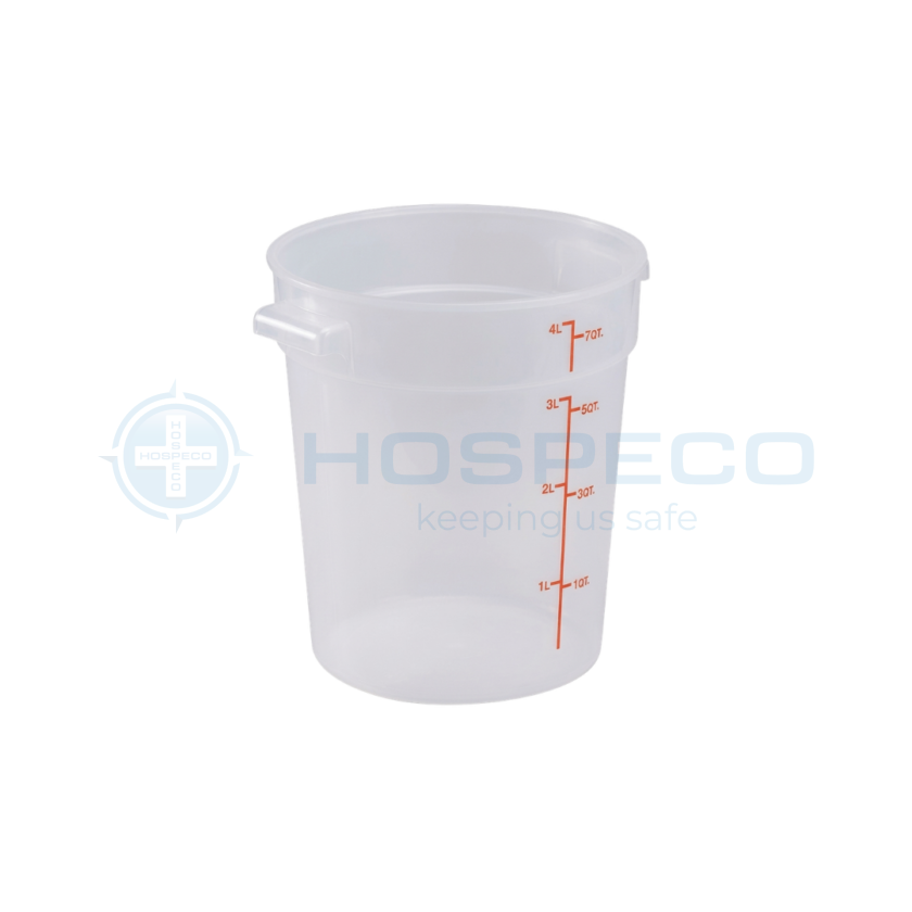 Jiwins P-102P Round Food Storage Container 4L, Translucent/White | Hospeco