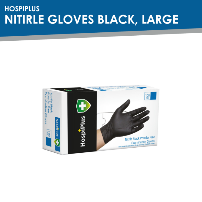 Hospiplus Nitrile Gloves Black, Large