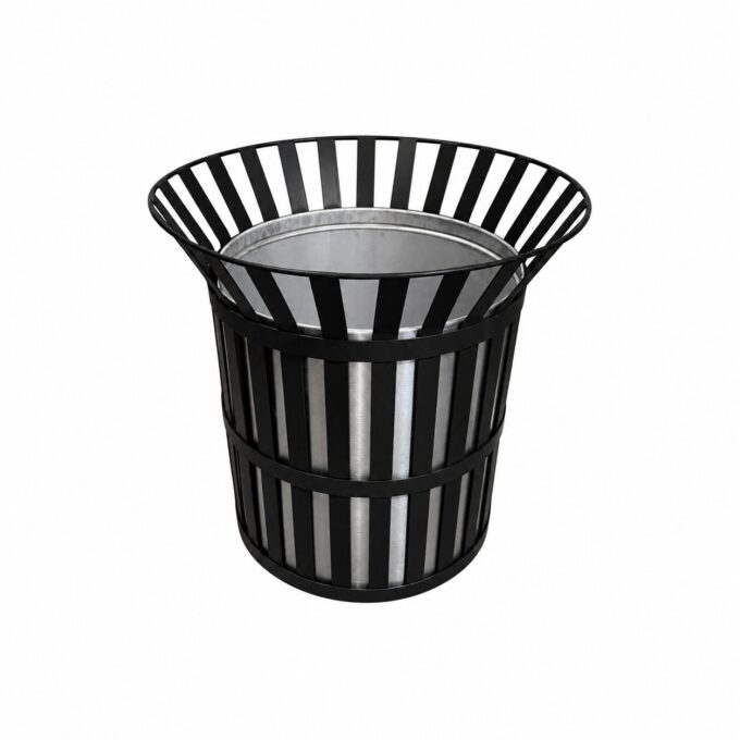 169L Outdoor Stainless Flat Bar Bin | Heavy-Duty Flatbar Trash Can | 169 Liters | HOSPECO