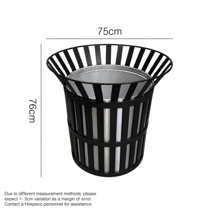 169L Outdoor Stainless Flat Bar Bin | Heavy-Duty Flatbar Trash Can | 169 Liters | HOSPECO