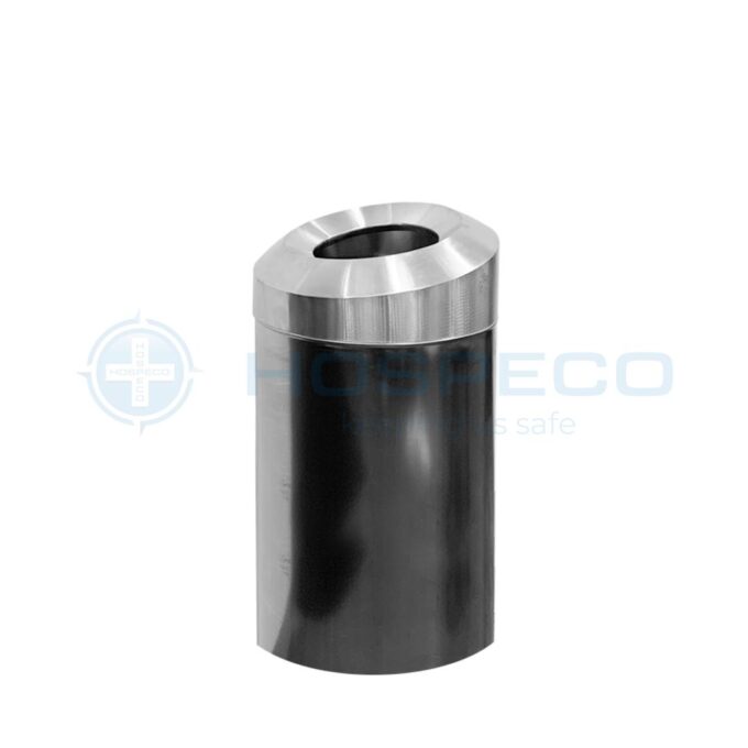 30L Stainless Steel Cylindrical Slanted Cover Trash Bin | Cone Type Trash Bin | Open Top Round Can | 30 Liters | HOSPECO