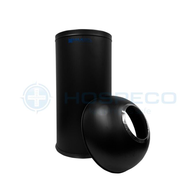 MaxBin 50L Metal Black Open Lid Trash Bin