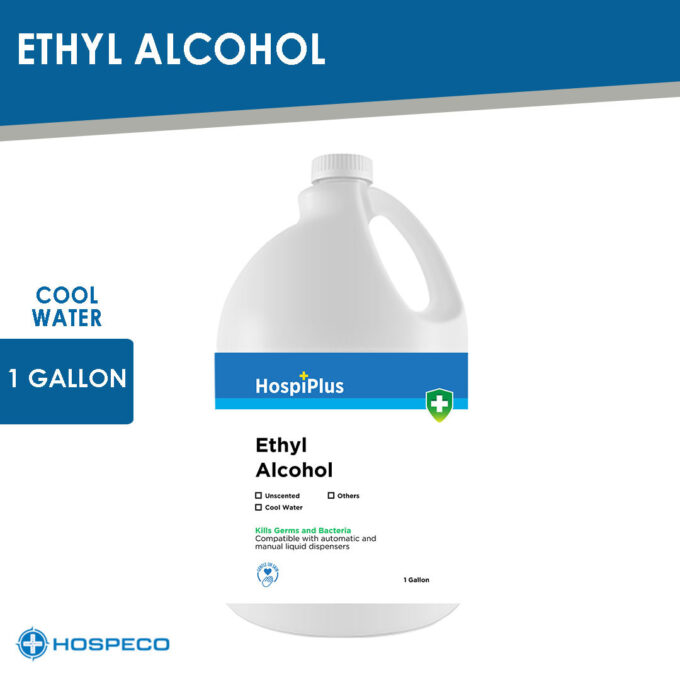 HospiPlus Ethyl Alcohol Cool Water Gallon | Antiseptic Disinfectant | HOSPECO