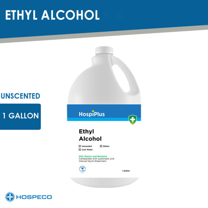 HospiPlus Ethyl Alcohol Unscented Gallon | Antiseptic Disinfectant | HOSPECO