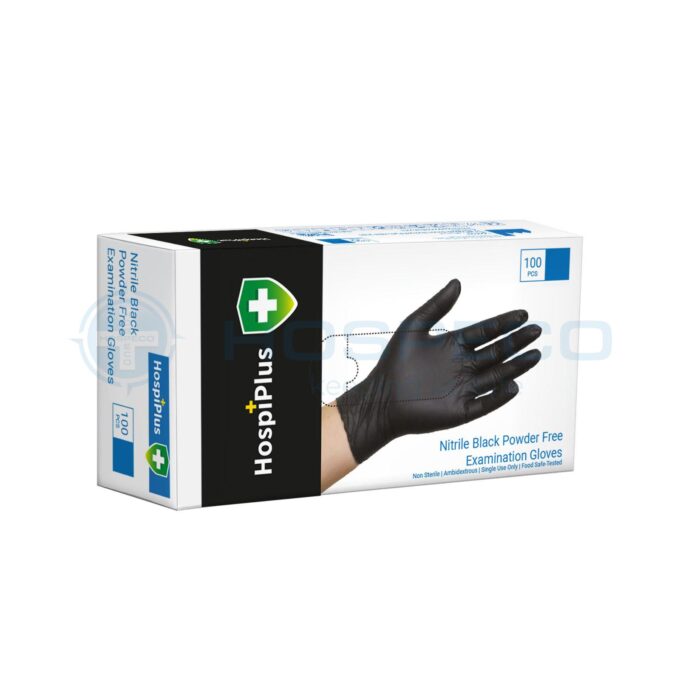 HospiPlus Nitrile Gloves Black, Small
