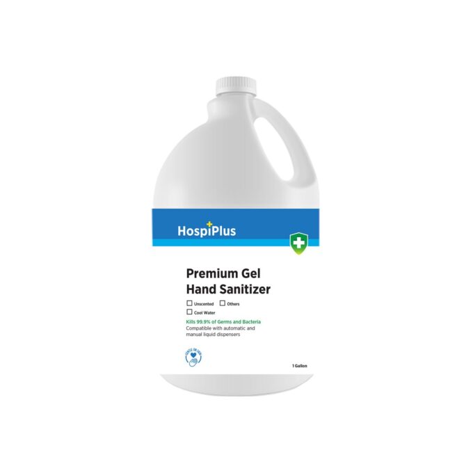 HospiPlus Premium Gel Hand Sanitizer Unscented Gallon | Alcogel | Antiseptic Disinfectant | HOSPECO