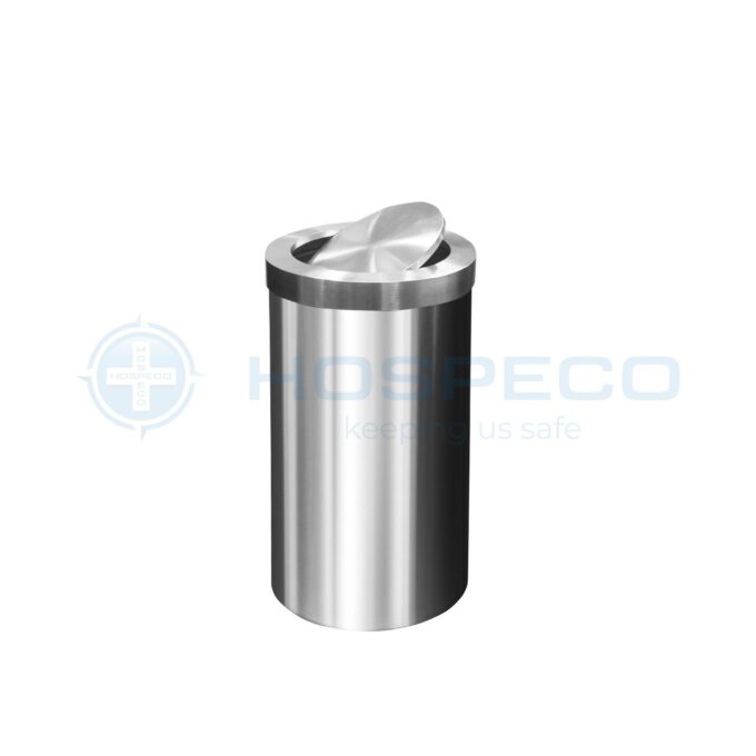 24L Stainless Steel Cylindrical Swing Type Bin | Round, Circular Swing Top Trash Can | Waste Trash Bin | 24 Liters | HOSPECO
