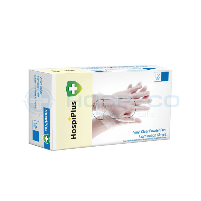 HospiPlus Vinyl Gloves Clear, Small